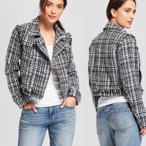 A NEW DAY B+W Metallic Tweed Moto Jacket Coat